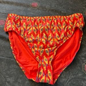 NEW ModCloth The Franky High-Waisted Bikini Bottom Orange Birds Plus 1X NWOT